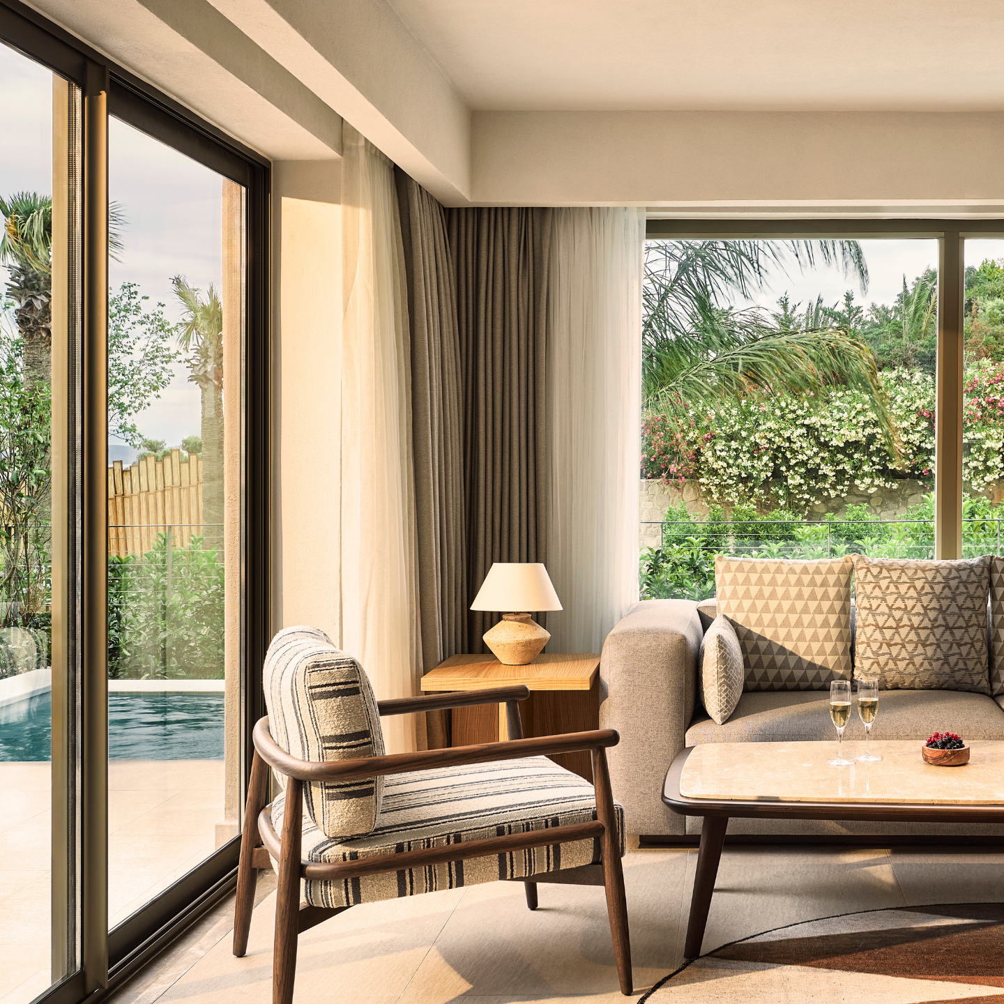 Hotel room overlooking the pool